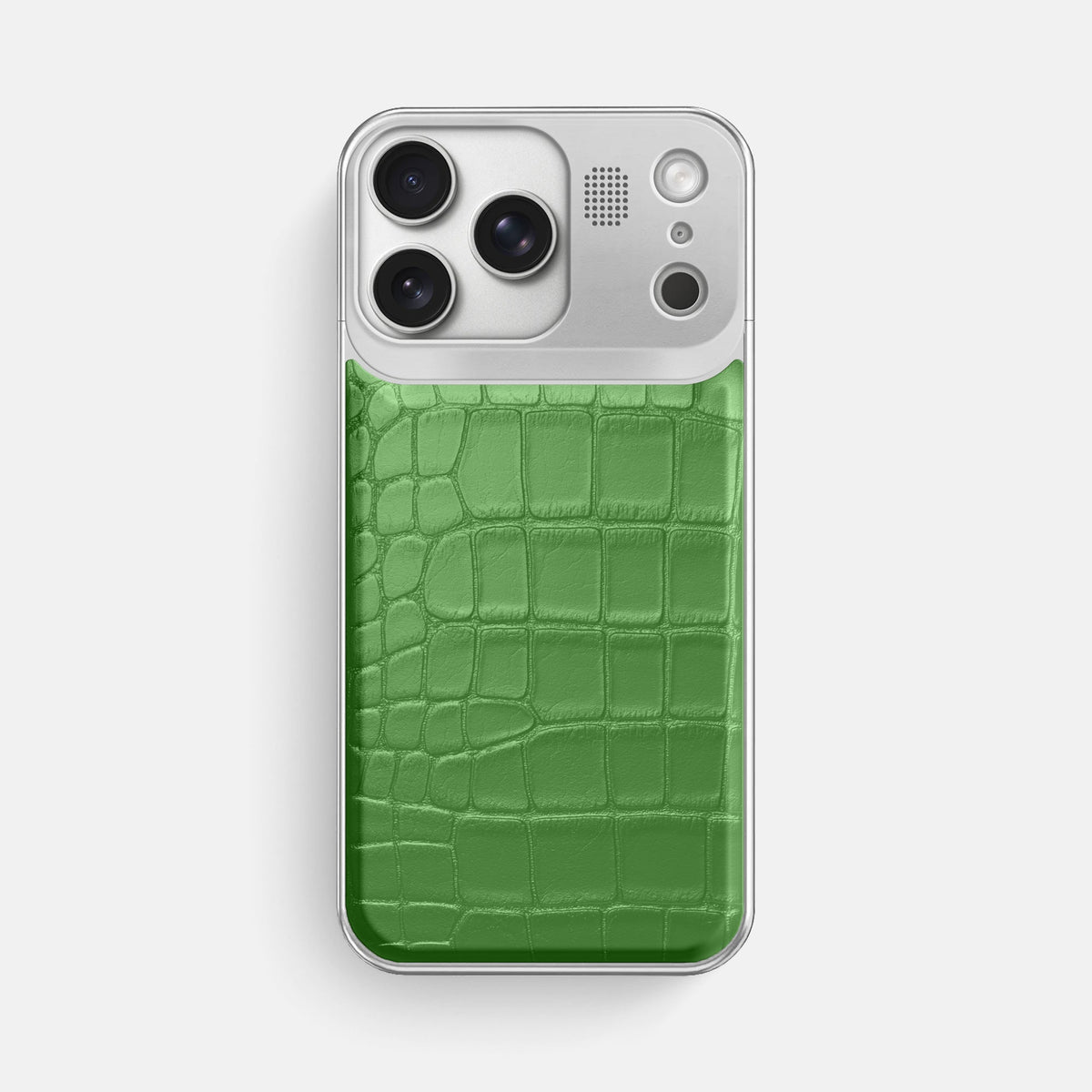 Metal Case For iPhone 18 Pro Max In Alligator -1 | Apple-Green-Steel