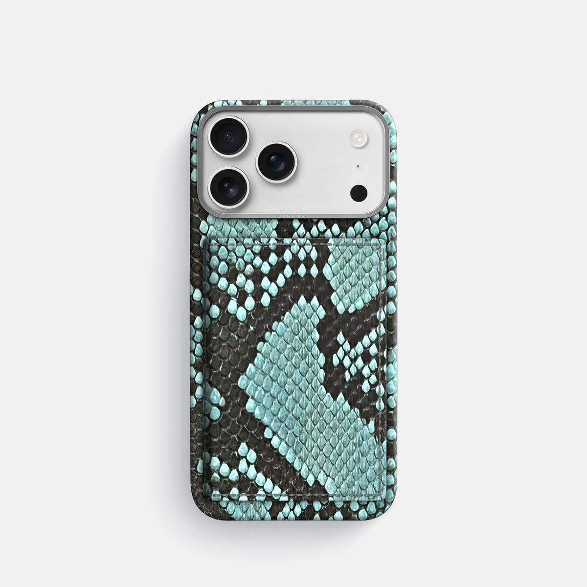 Bi-Fold Case For iPhone 17 Pro In Deluxe Python -1 | Blue-Lagoon-Steel