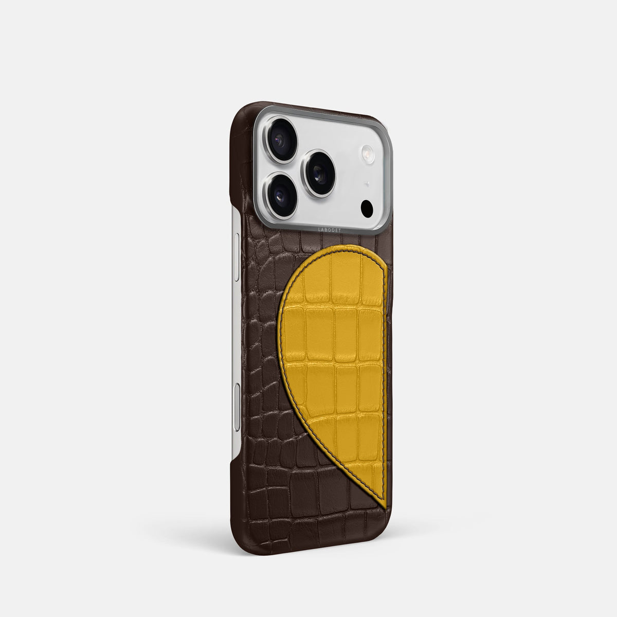 Classic Case With Half Heart - Left For iPhone 18 Pro In Alligator -2 | Dark-Brown-Steel