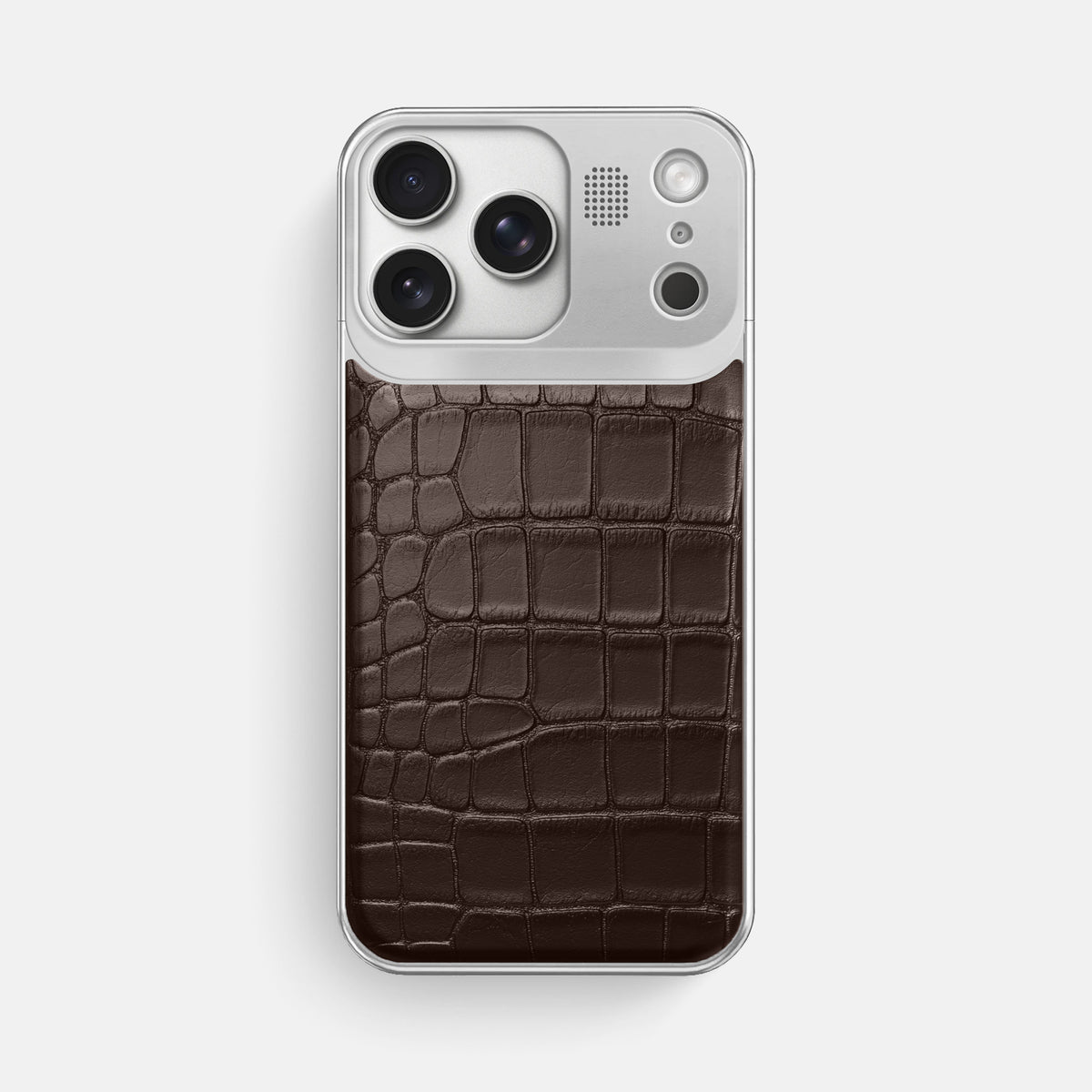 Metal Case For iPhone 17 Pro Max In Alligator -1 | Dark-Brown-Steel