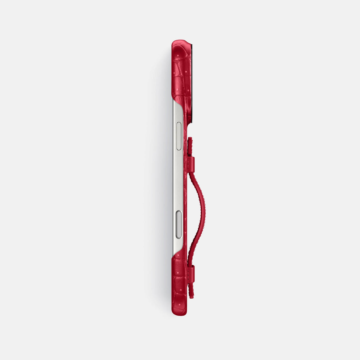 Handle Case For iPhone 18 Pro Max In Porosus Crocodile -3 | Burgundy-Black