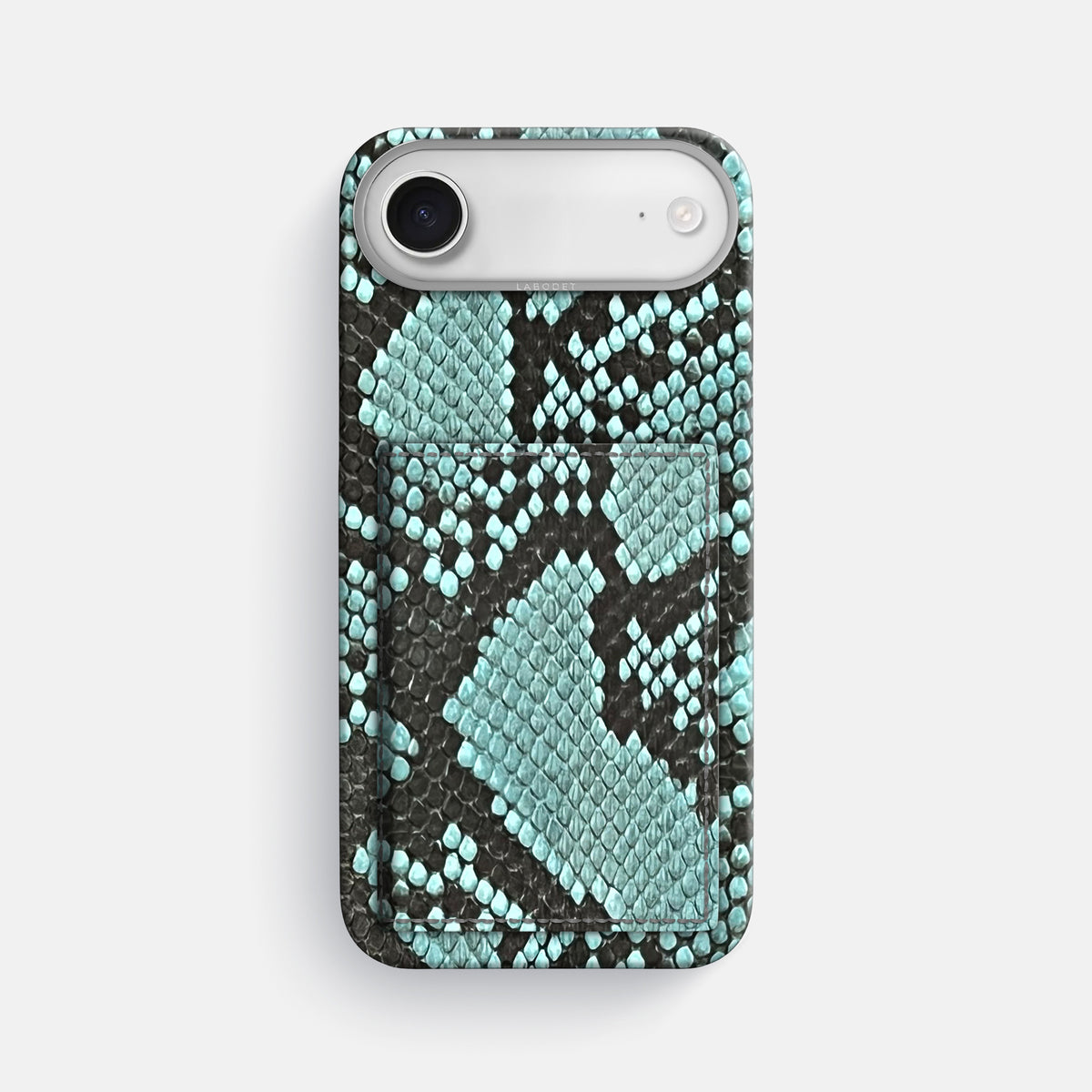 Bi-Fold Case For iPhone 17 Air In Deluxe Python -1 | Blue-Lagoon-Steel