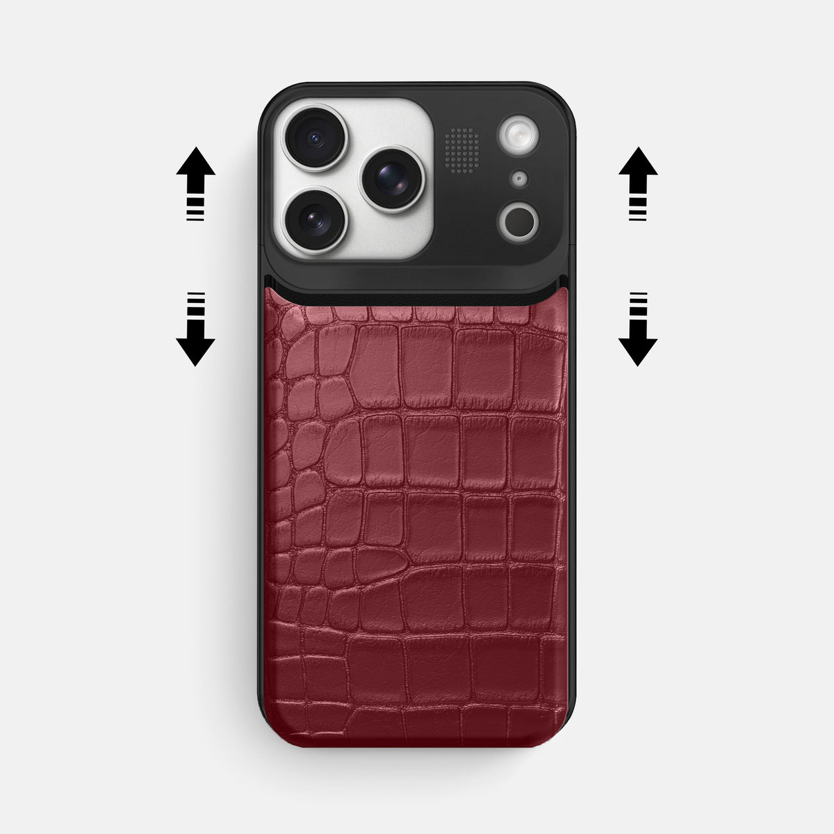 Metal Case For iPhone 17 Pro Max In Alligator -2 | Burgundy-Black