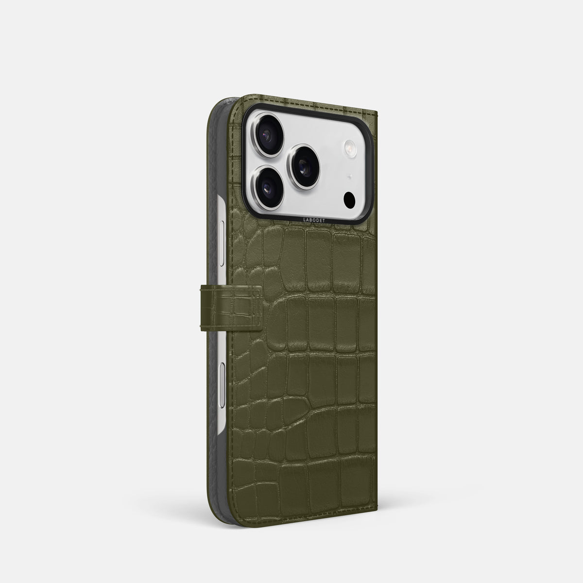 Folio Case with Clasp For iPhone 17 Pro In Alligator -1 | Kaki-Green-Black