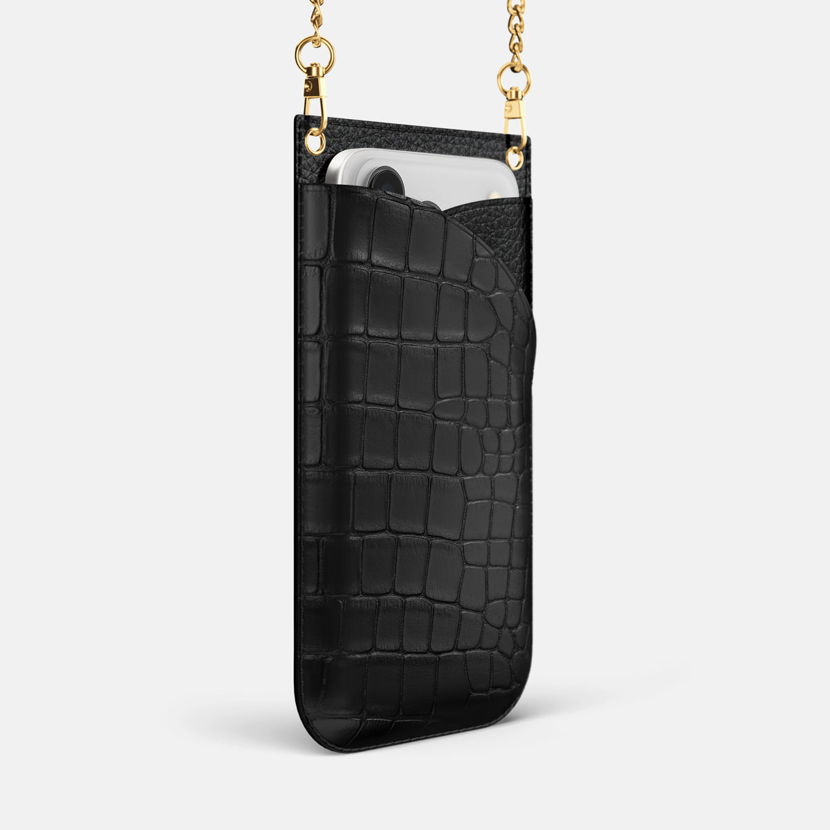 Crossbody Bag For iPhone 17 Pro In Alligator -2 | Black-Gold