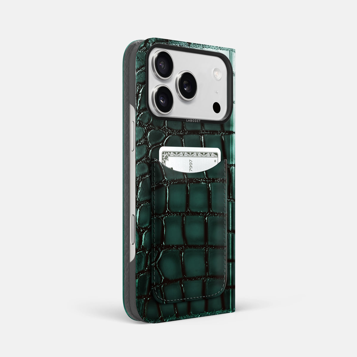 Folio Case with Card For iPhone 17 Pro Max In Patina Alligator -1 | Green-Black