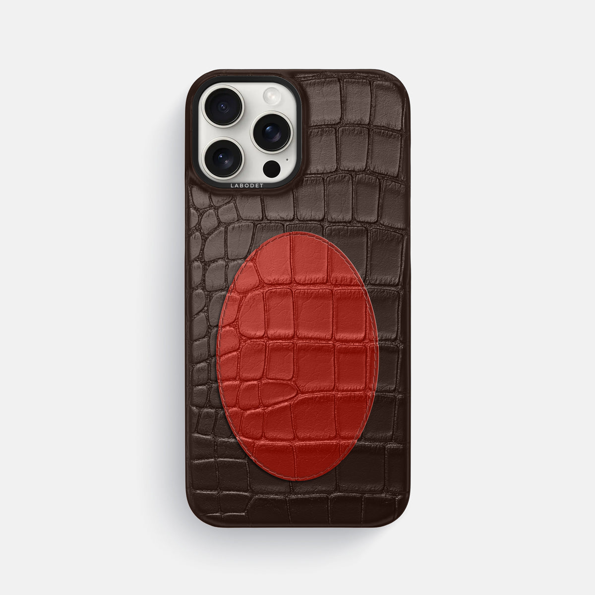Classic Case With Oval For iPhone 16 Pro Max In Alligator -1 | Dark-Brown-Black
