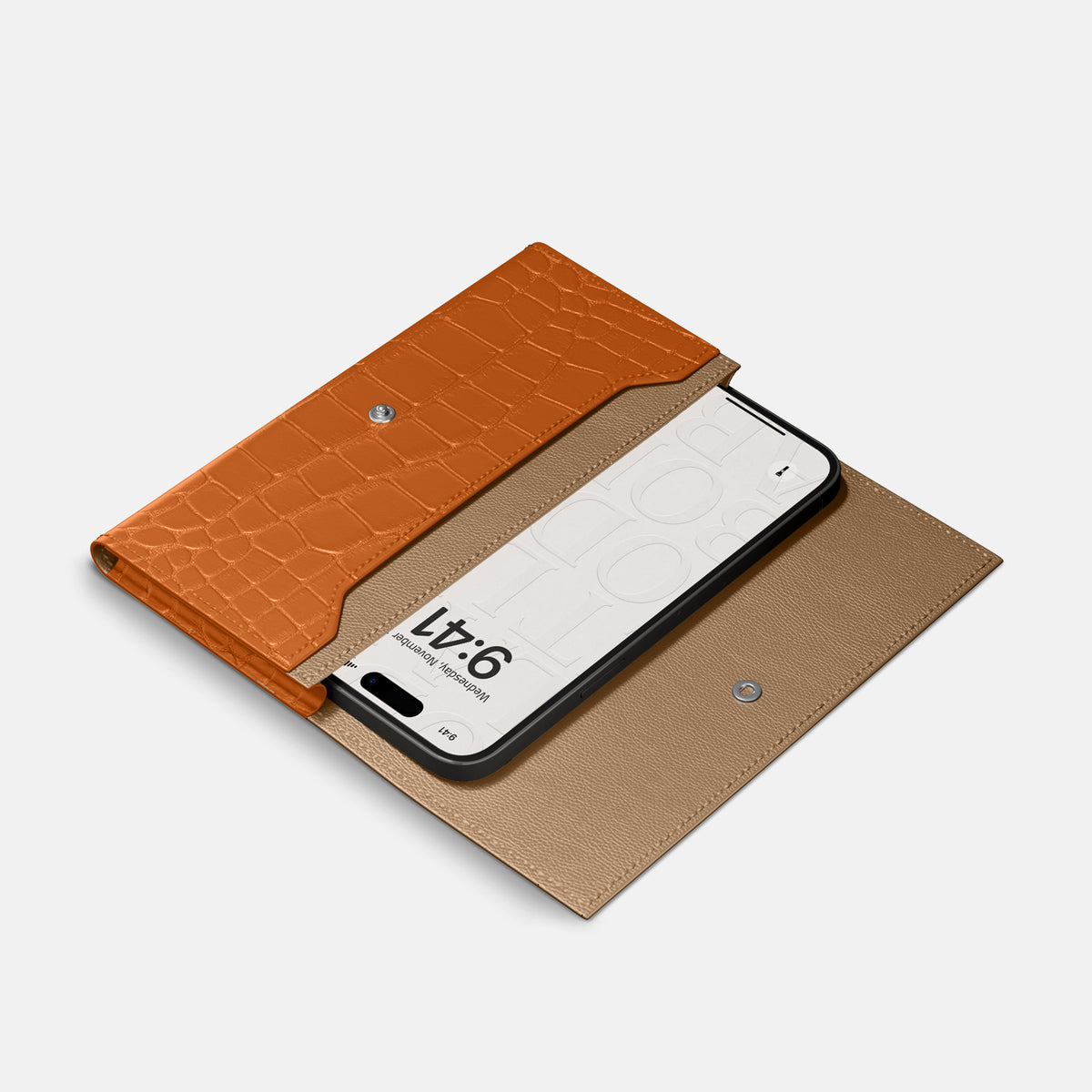 Wallet Case For iPhone 17 Air In Alligator -2 | Orange