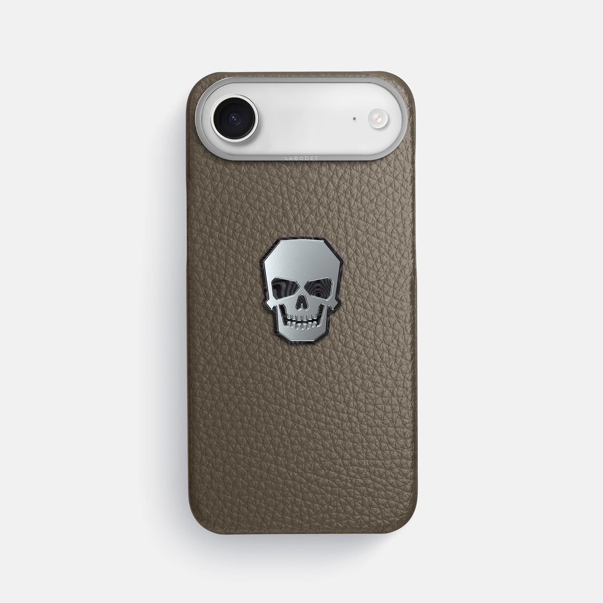 Classic Case With Titanium Skull For iPhone 17 Air In Calf -1 | Taupe-Steel