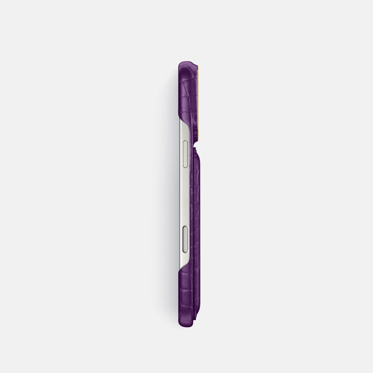Double Card Case For iPhone 18 Pro In Alligator -3 | Purple-Gold