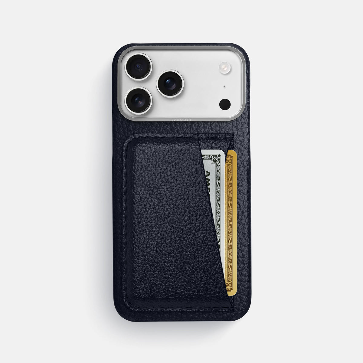 Double Card Case For iPhone 18 Pro Max In Calf -1 | Marine-Steel