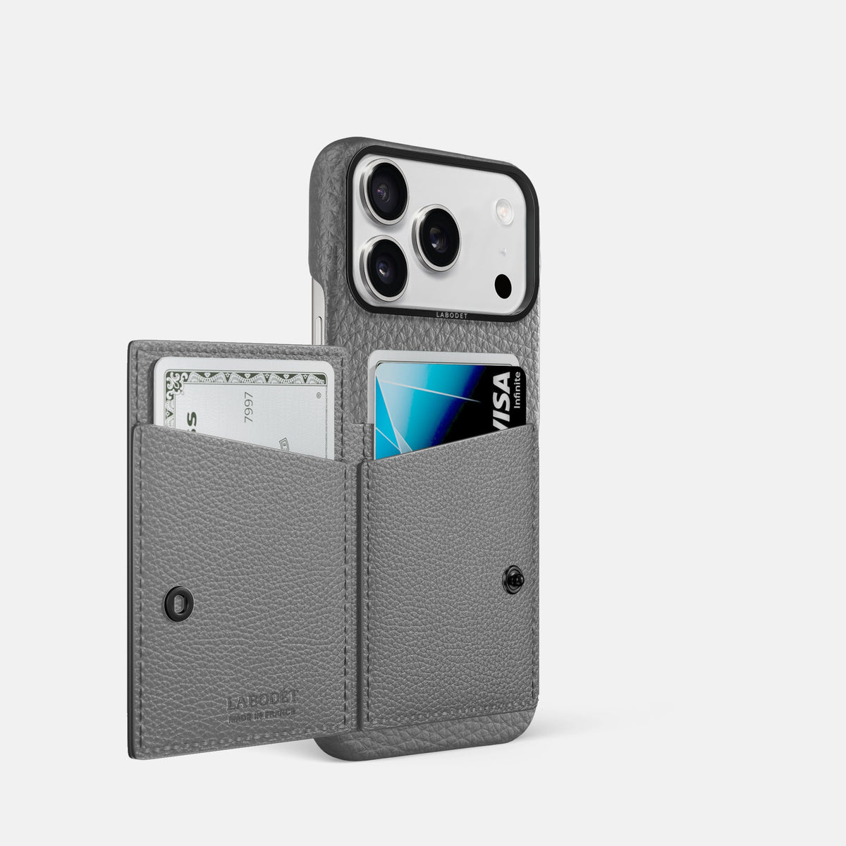 Bi-Fold Case For iPhone 18 Pro In Calf -2 | Souris-Black
