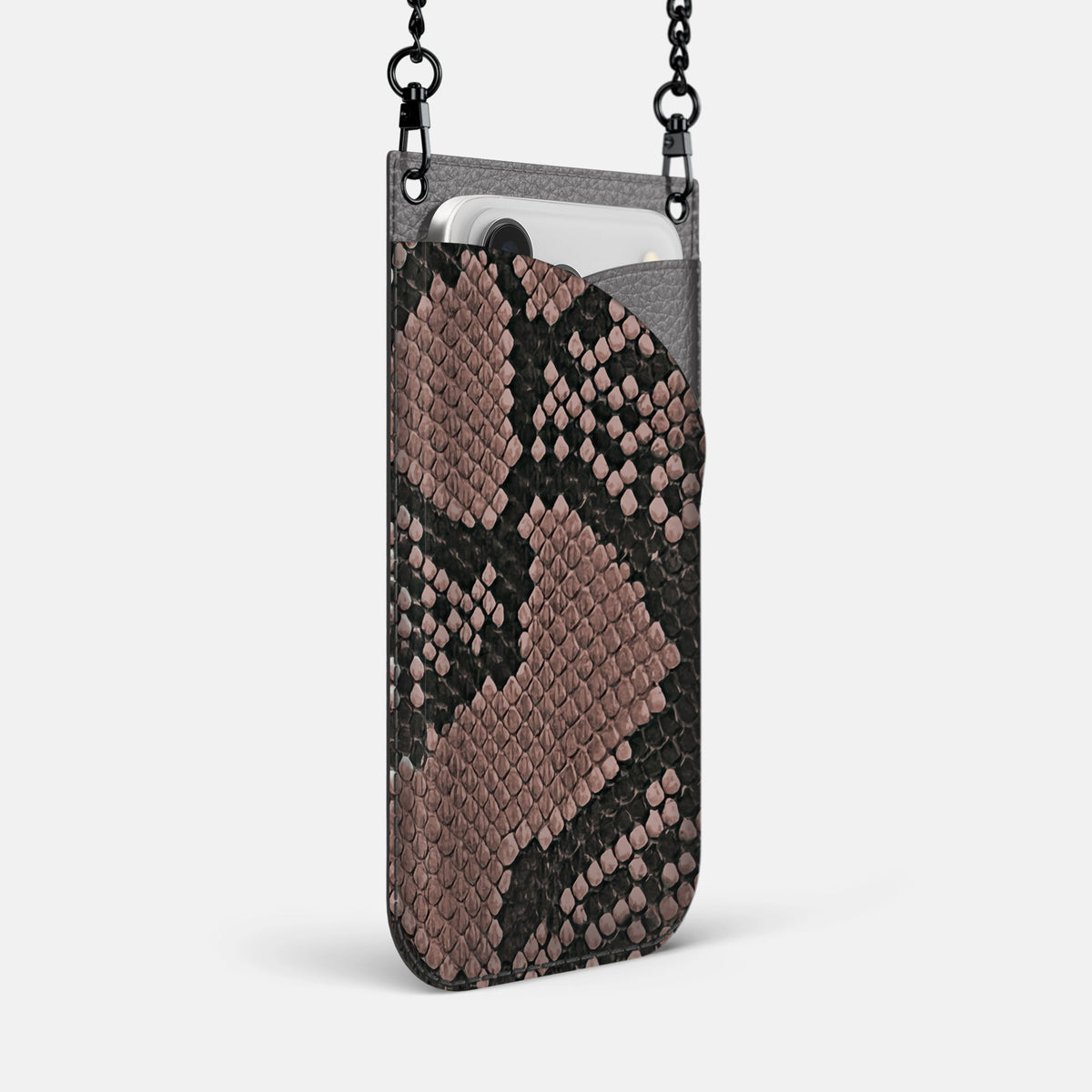 Crossbody Bag For iPhone 18 Pro Max In Deluxe Python -2 | Mahogany-Brown-Black