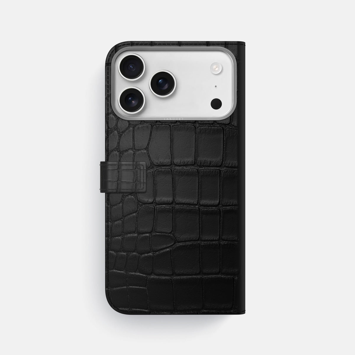 Folio Case with Clasp For iPhone 18 Pro Max In Alligator -3 | Black-Steel