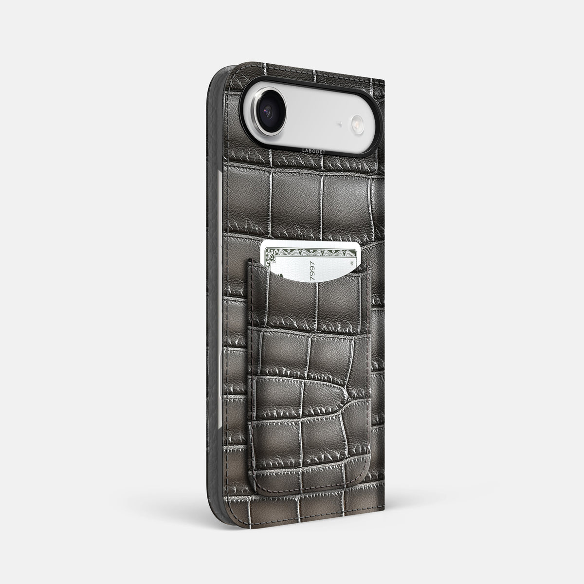 Folio Case with Card For iPhone 17 Air In Patina Alligator -1 | Grey-Black