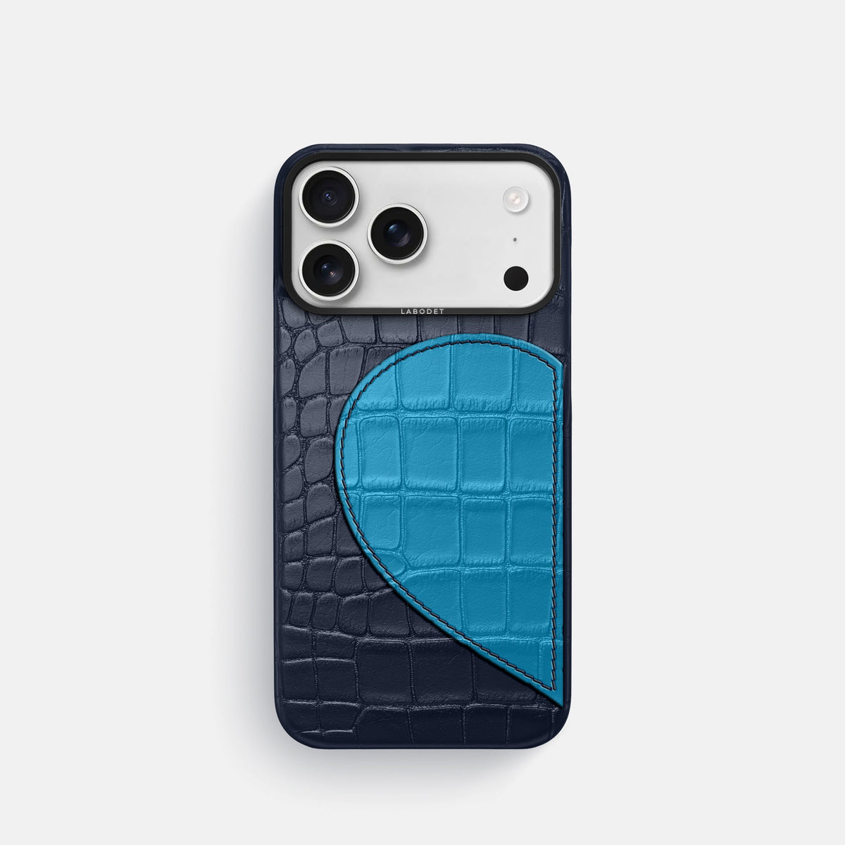 Classic Case With Half Heart - Left For iPhone 18 Pro In Alligator -1 | Navy-Blue-Black