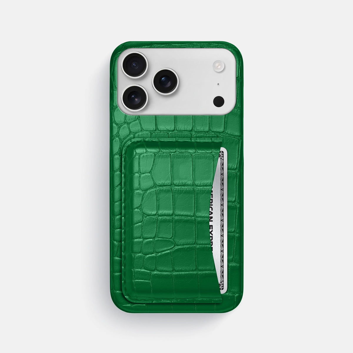 Slim Card Case For iPhone 18 Pro Max In Alligator -1 | Forest-Green