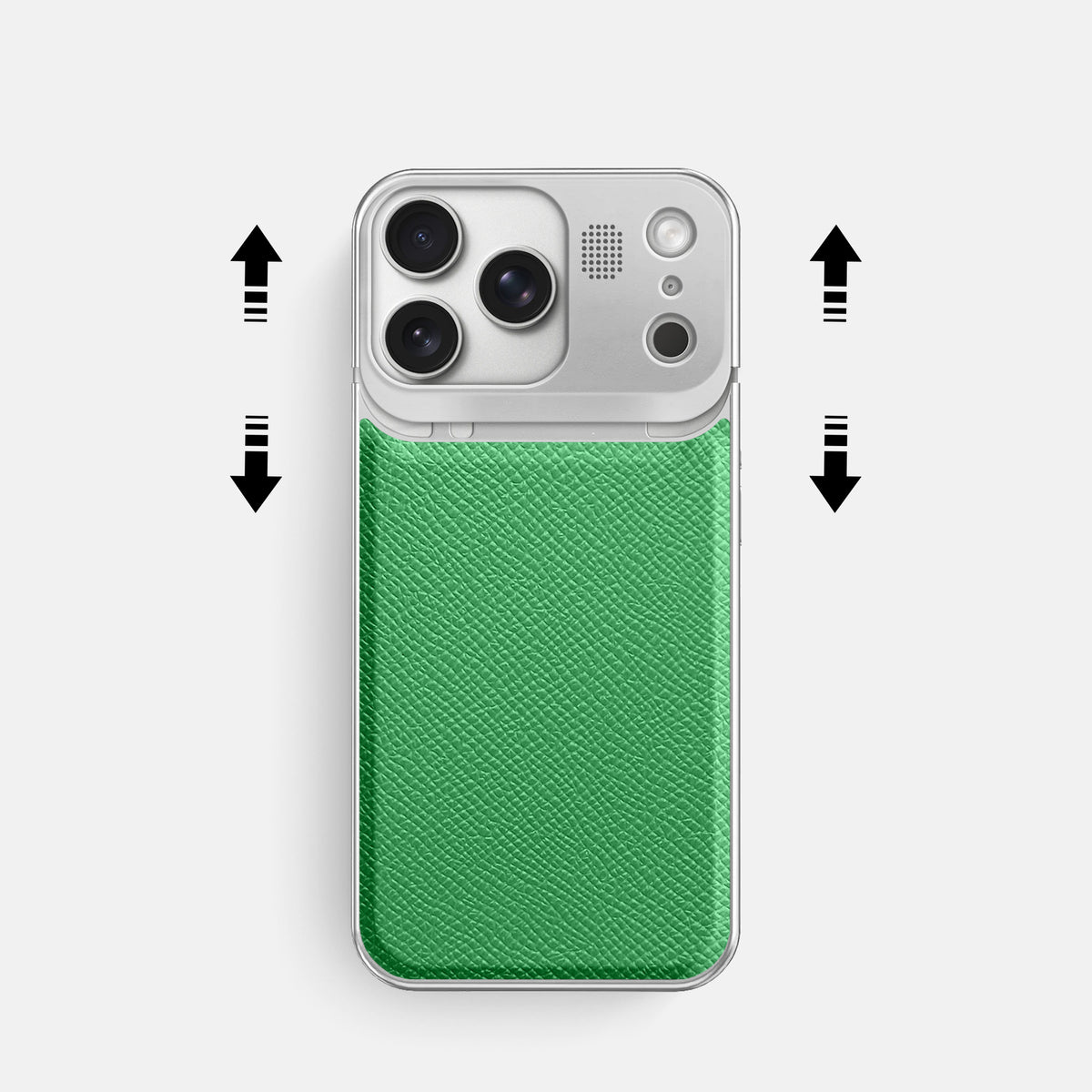 Metal Case For iPhone 17 Pro In Epsom-Style Calf -2 | Grass-Green-Steel