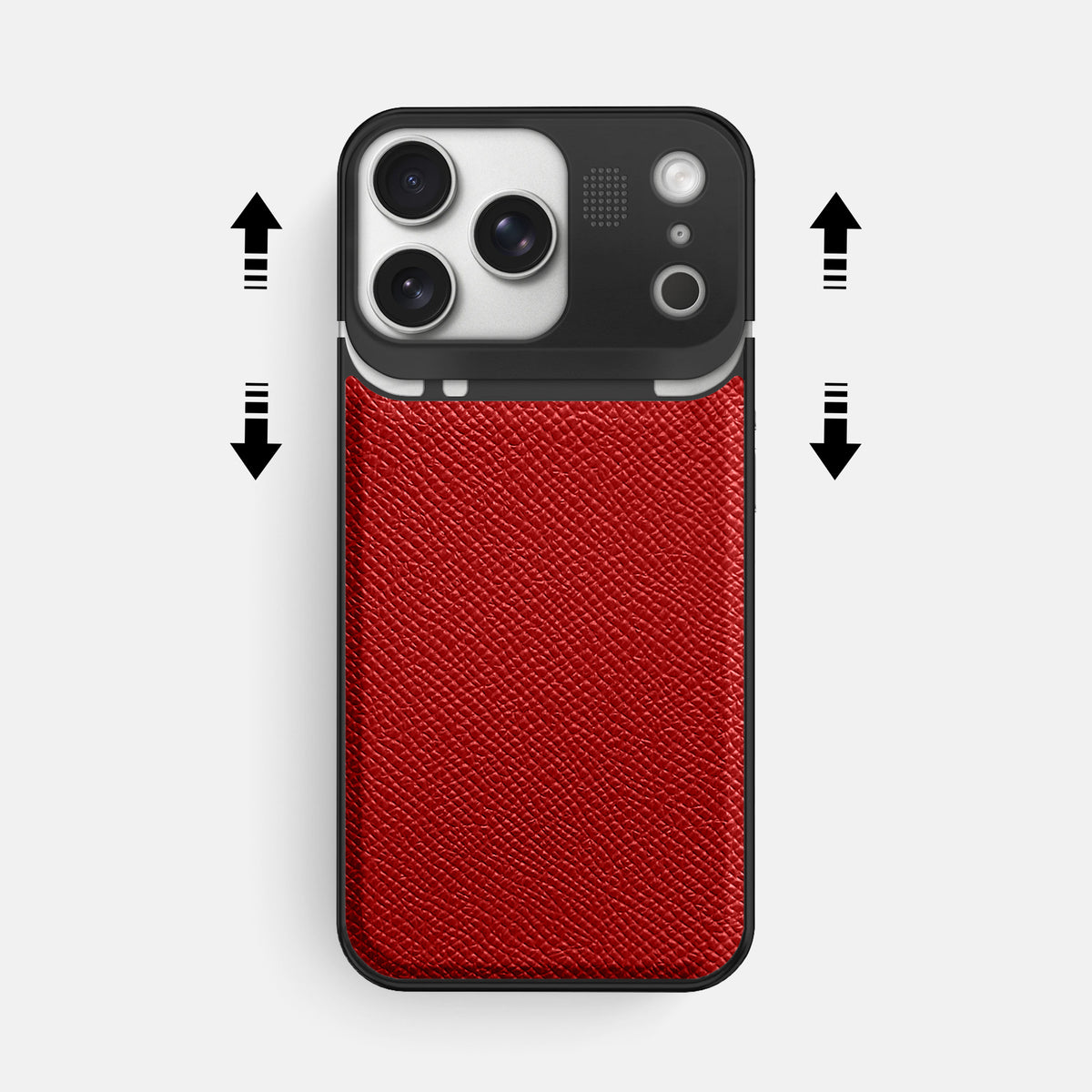 Metal Case For iPhone 17 Pro Max In Epsom-Style Calf -2 | Red-Black