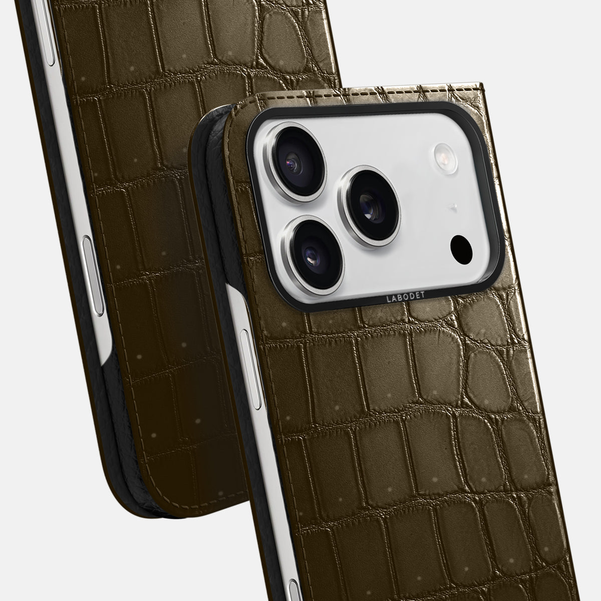 Folio Case For iPhone 17 Pro Max In Porosus Crocodile -5 | Bronze-Black
