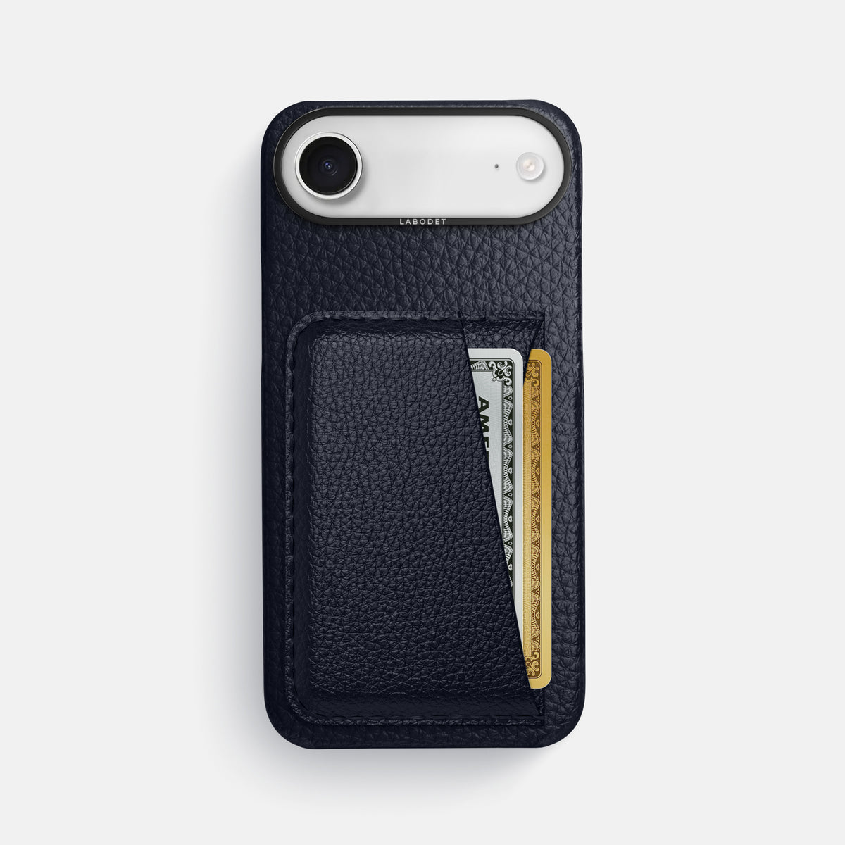 Double Card Case For iPhone 17 Air In Calf -1 | Marine-Black