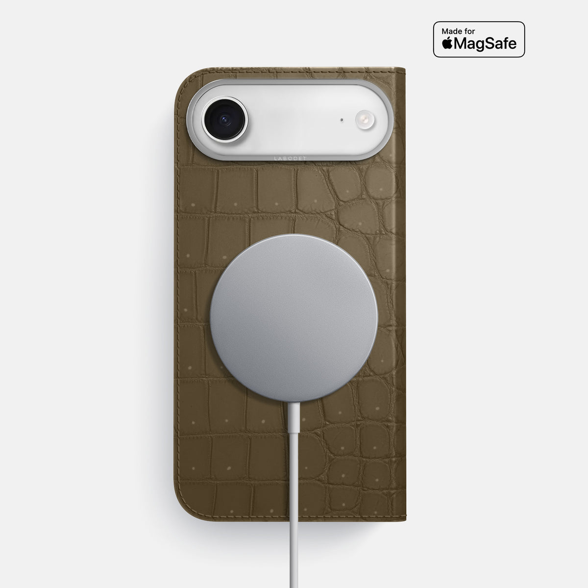Folio Case For iPhone 17 Air In Porosus Crocodile -3 | Kaki-Green-Steel