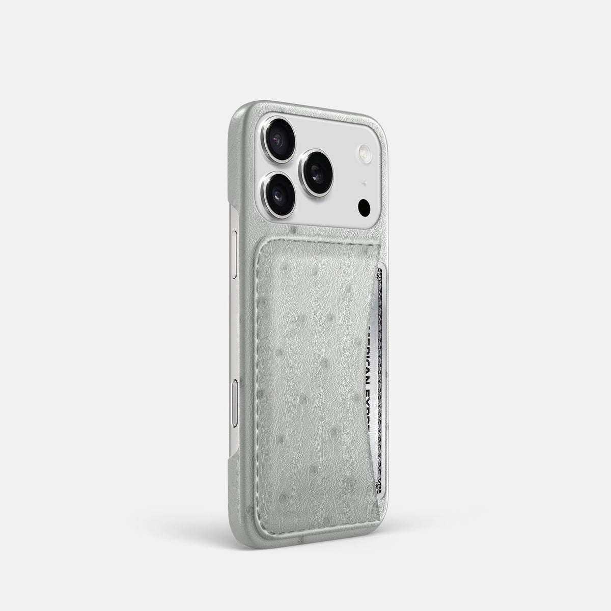 Slim Card Case For iPhone 18 Pro In Ostrich -2 | White