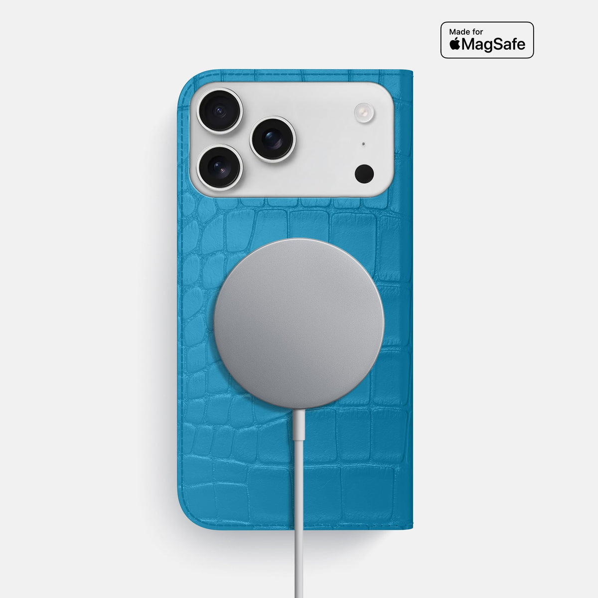 Folio Slim Case For iPhone 18 Pro Max In Alligator -3 | Curaçao-Blue
