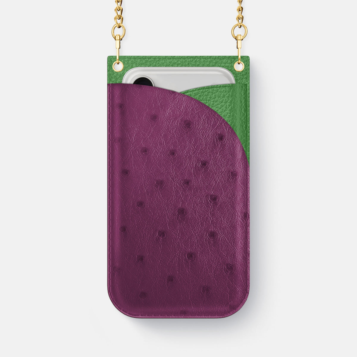 Crossbody Bag For iPhone 18 Pro Max In Ostrich -1 | Purple-Gold