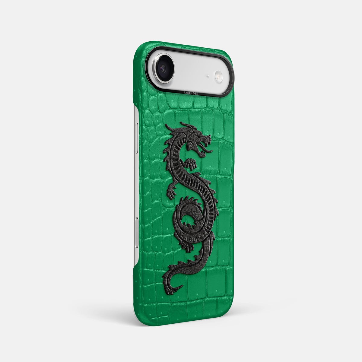 Classic Case With Carbon Dragon For iPhone 17 Air In Porosus Crocodile -2 | Cactus-Green-Black