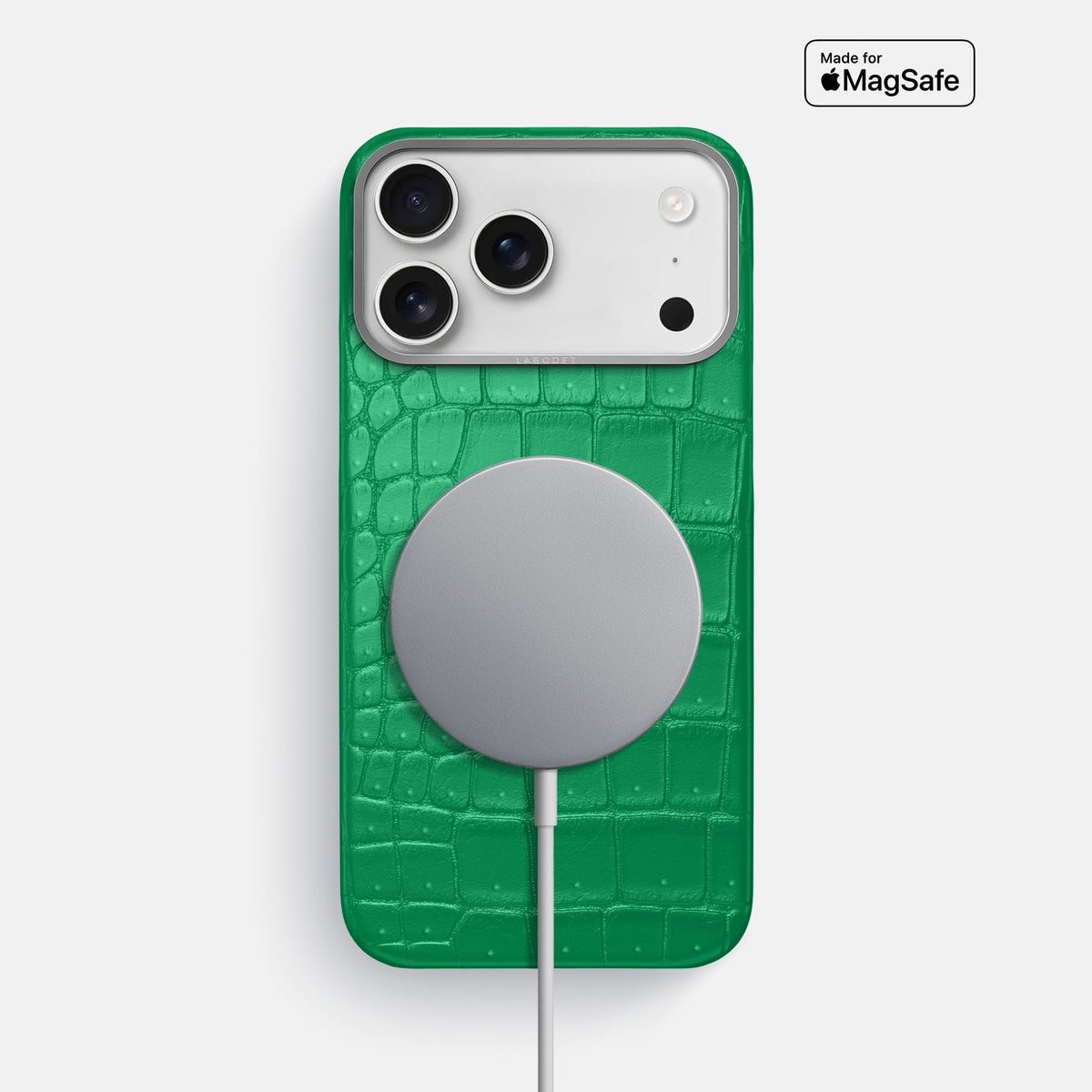 Classic Case For iPhone 18 Pro Max In Porosus Crocodile -5 | Cactus-Green-Steel