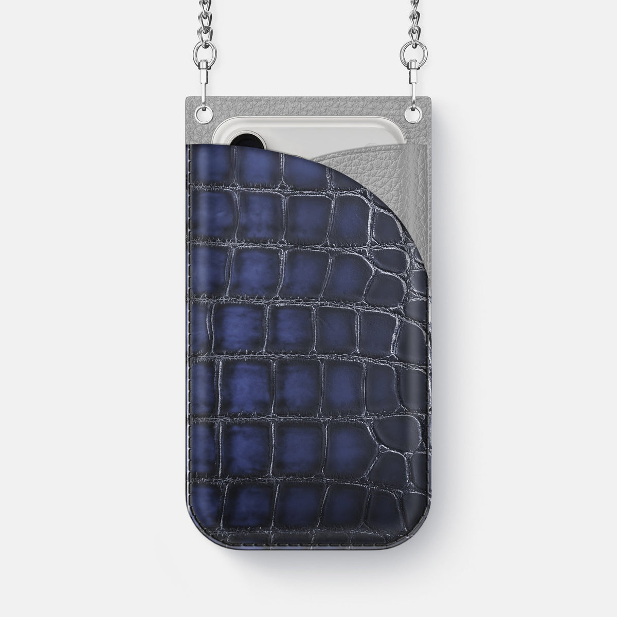 Crossbody Bag For iPhone 18 Pro Max In Patina Alligator -1 | Havana-Blue-Steel
