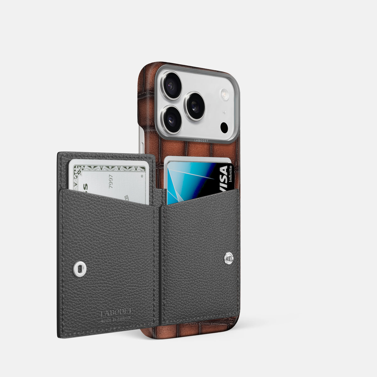 Bi-Fold Case For iPhone 17 Pro In Patina Alligator -2 | Baobab-Steel