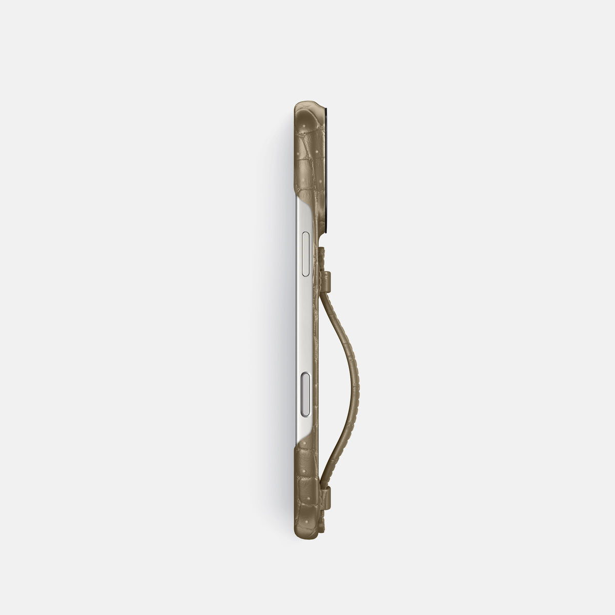 Center Handle For iPhone 17 Pro In Porosus Crocodile -2 | Kaki-Green-Black