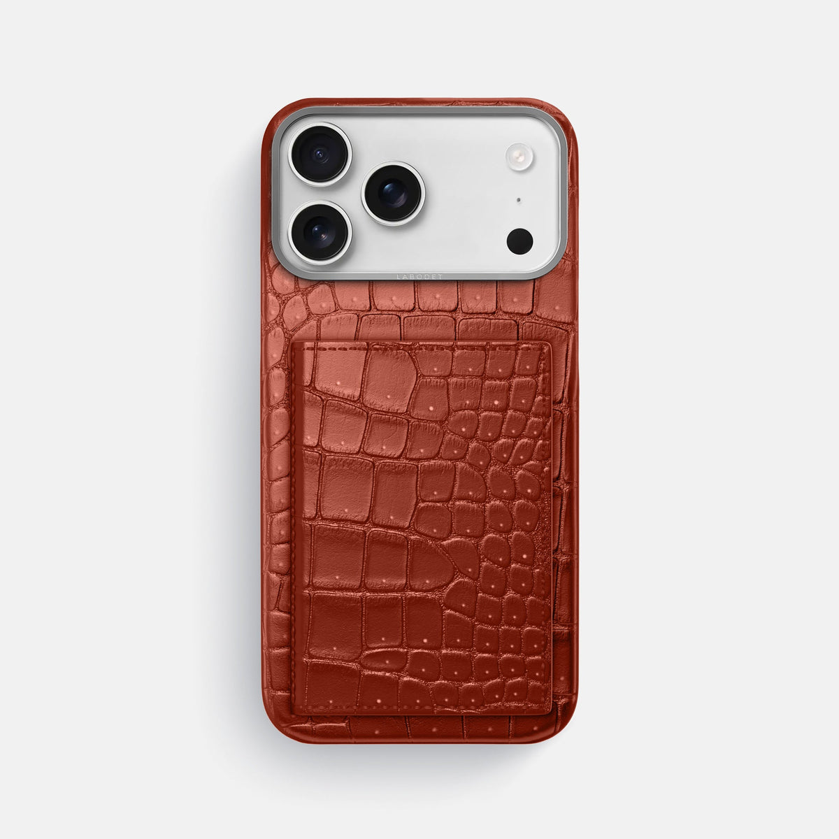 Bi-Fold Case For iPhone 18 Pro Max In Porosus Crocodile -1 | Mahogany-Brown-Steel