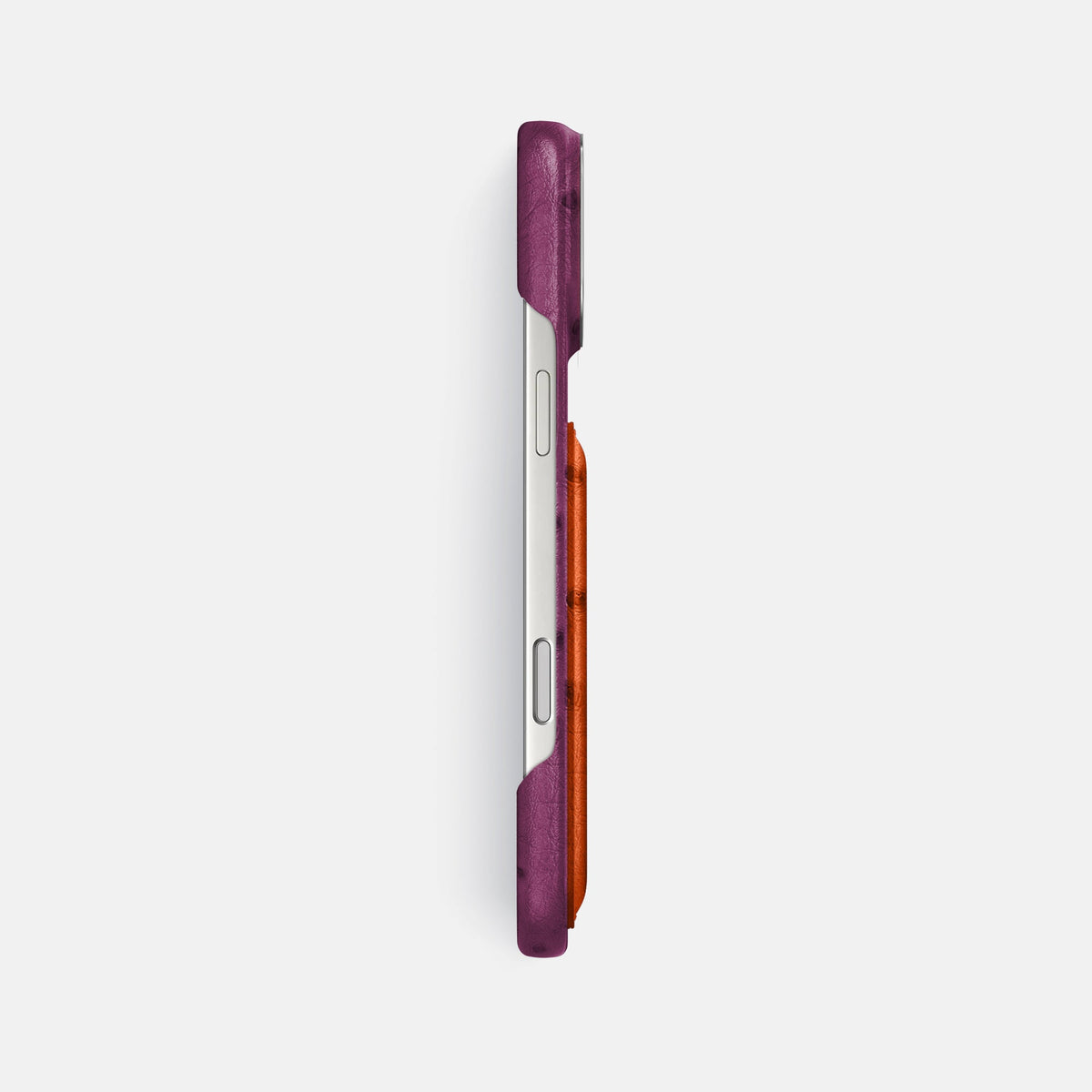 Double Card Case Coloré For iPhone 18 Pro Max In Ostrich -3 | Purple-Steel