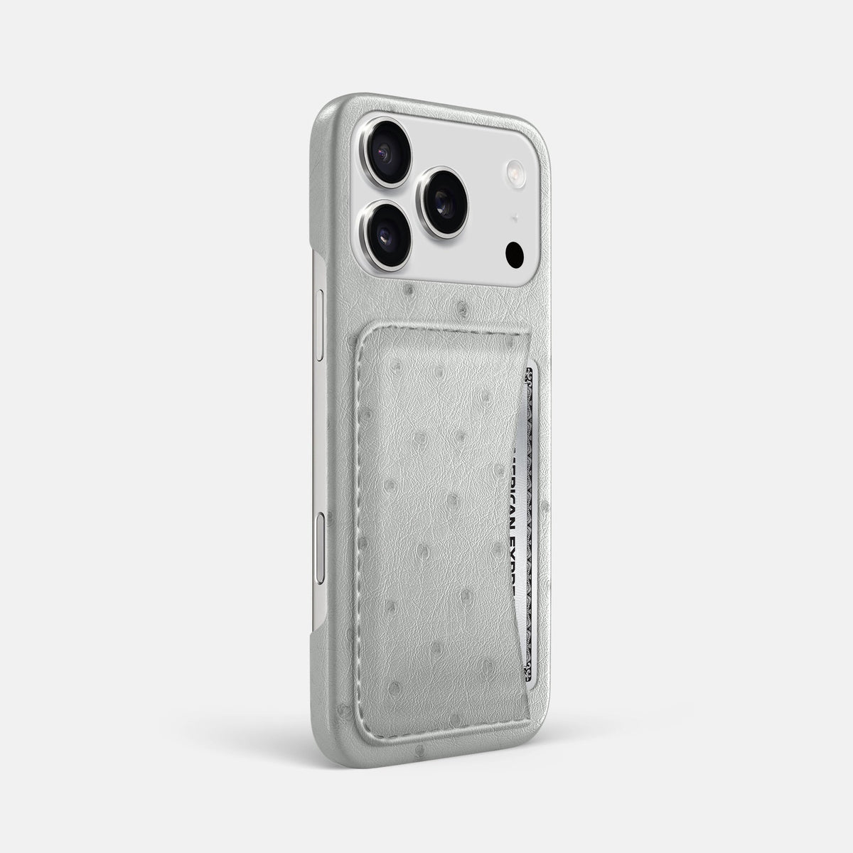 Slim Card Case For iPhone 18 Pro Max In Ostrich -2 | White