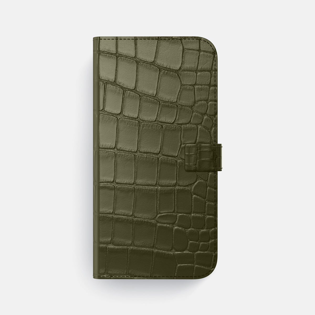 Folio Case with Clasp For iPhone 18 Pro Max In Alligator -4 | Kaki-Green-Steel