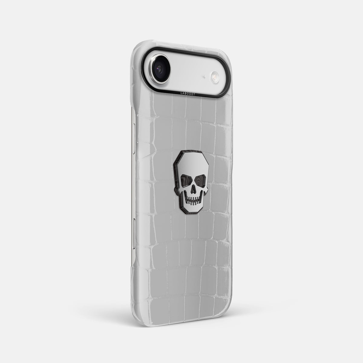 Classic Case With Titanium Skull For iPhone 17 Air In Shiny Alligator -2 | White-Black