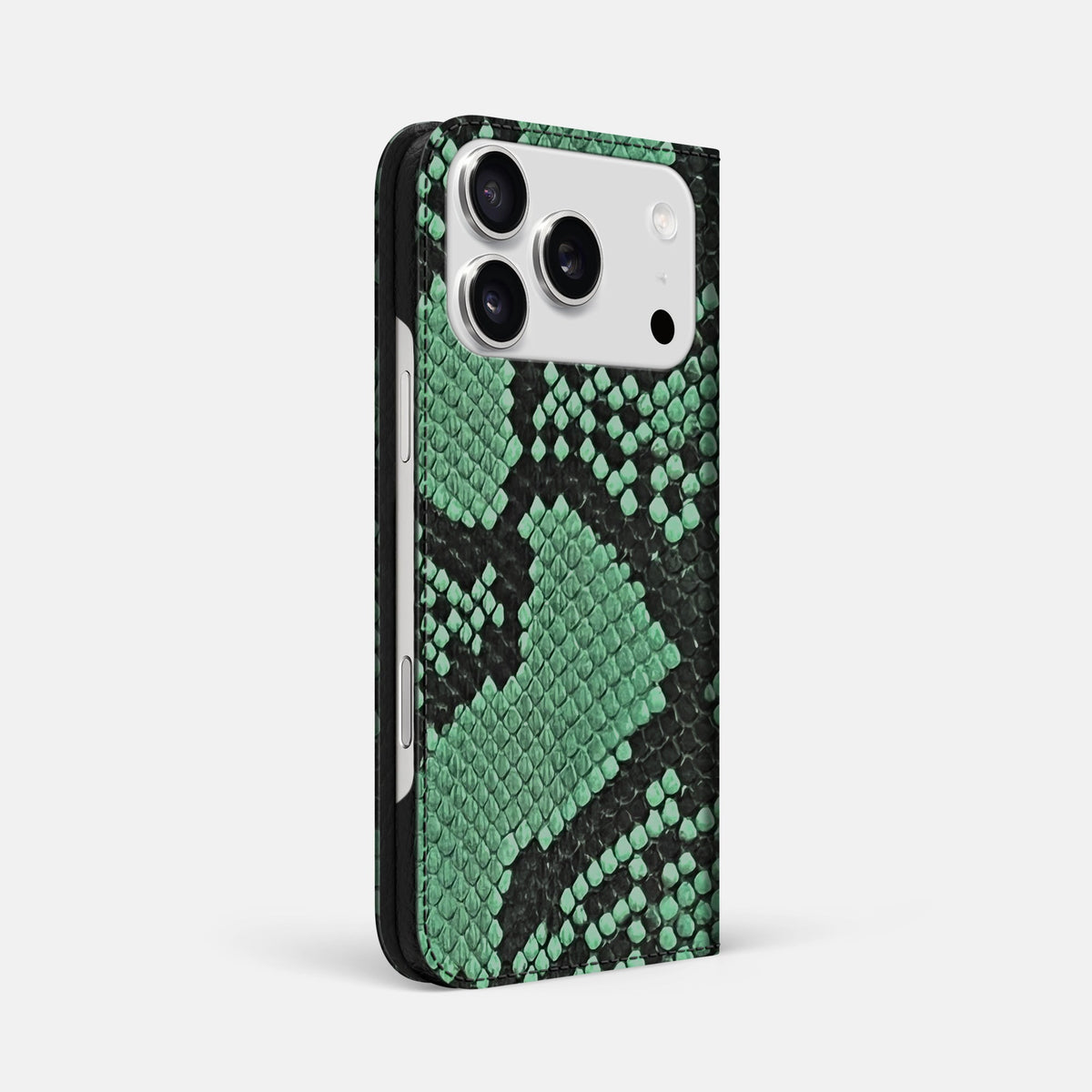 Folio Slim Case For iPhone 18 Pro Max In Deluxe Python -1 | Forest-Green