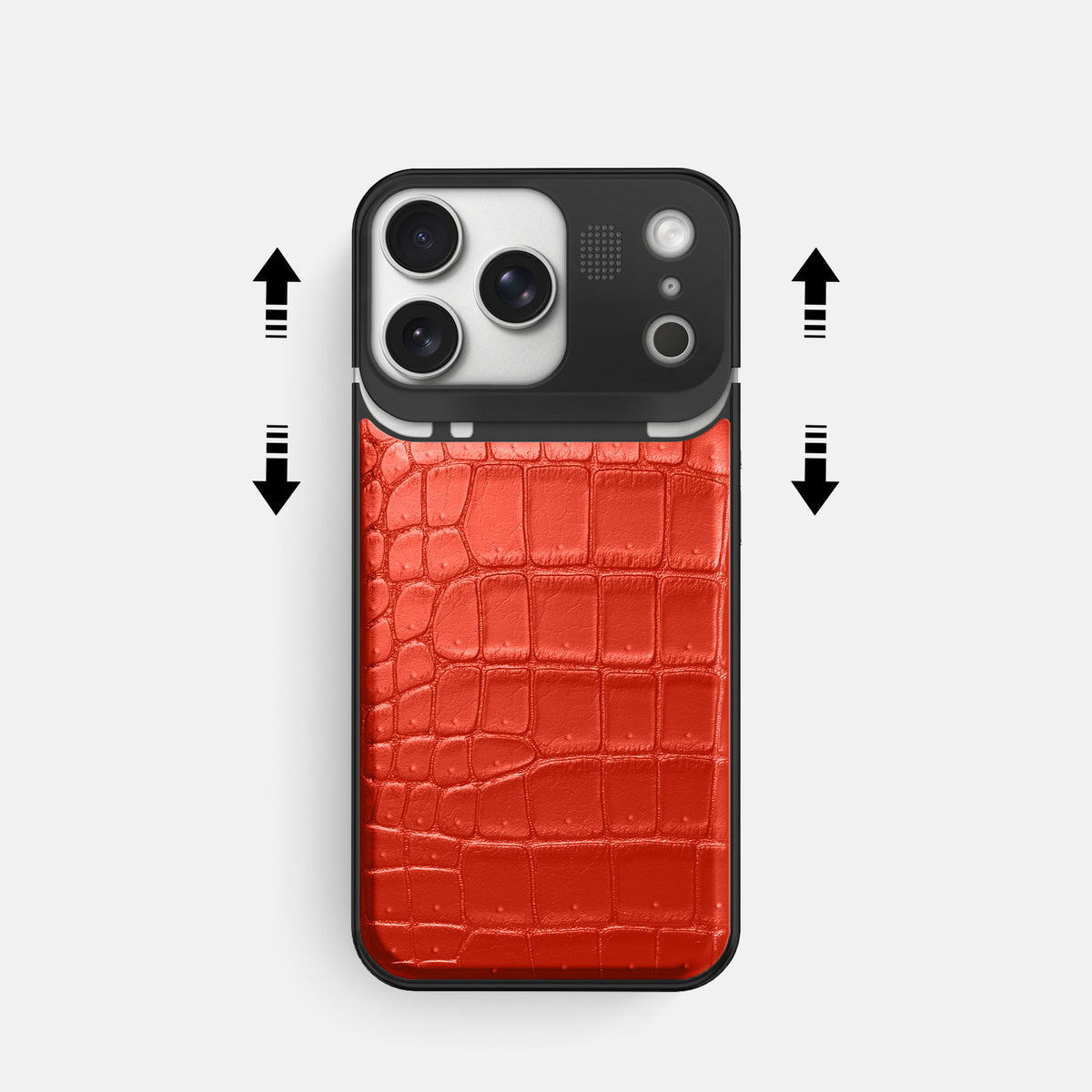 Metal Case For iPhone 17 Pro In Porosus Crocodile -2 | Rust-Black