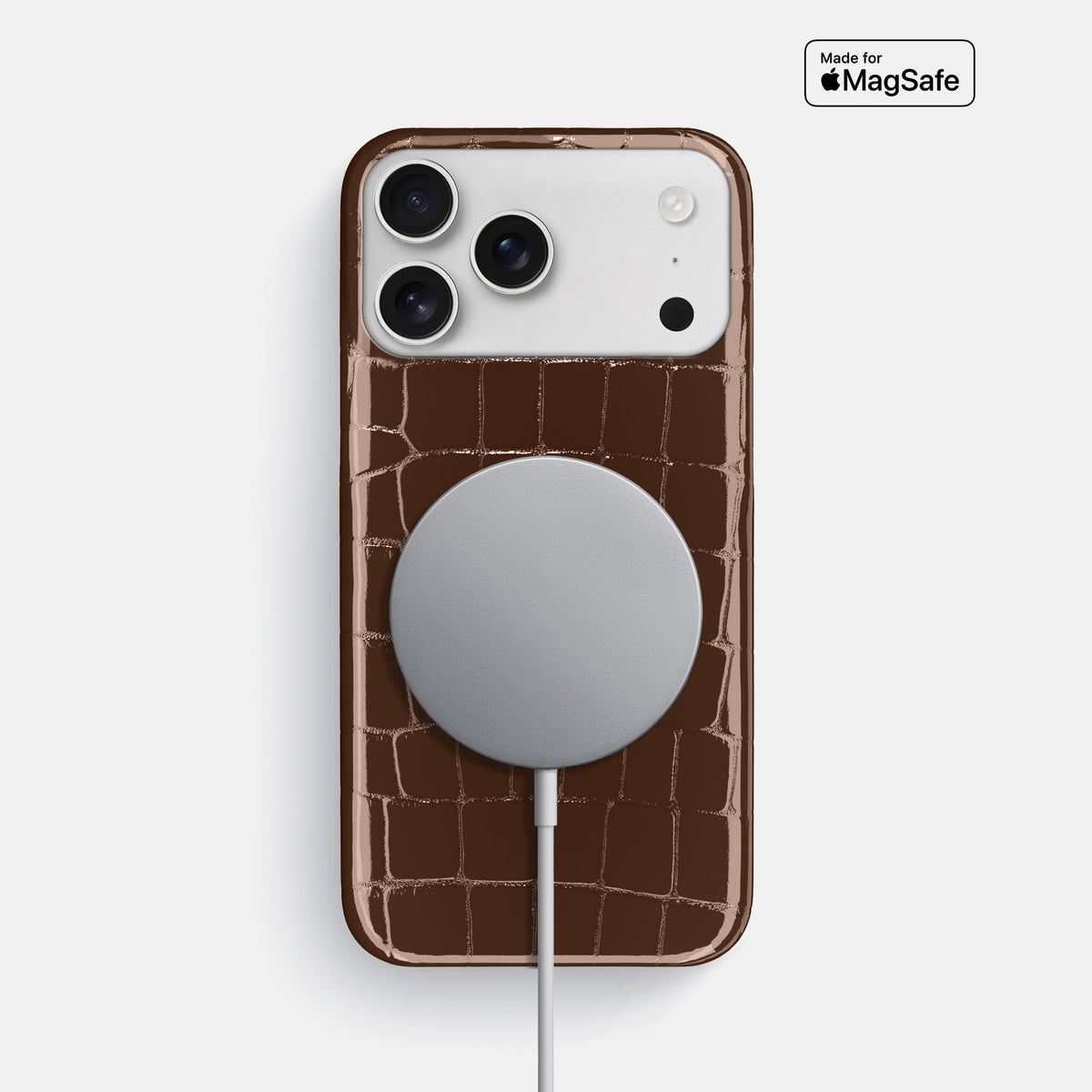 Slim Case For iPhone 18 Pro Max In Shiny Alligator -5 | Brown