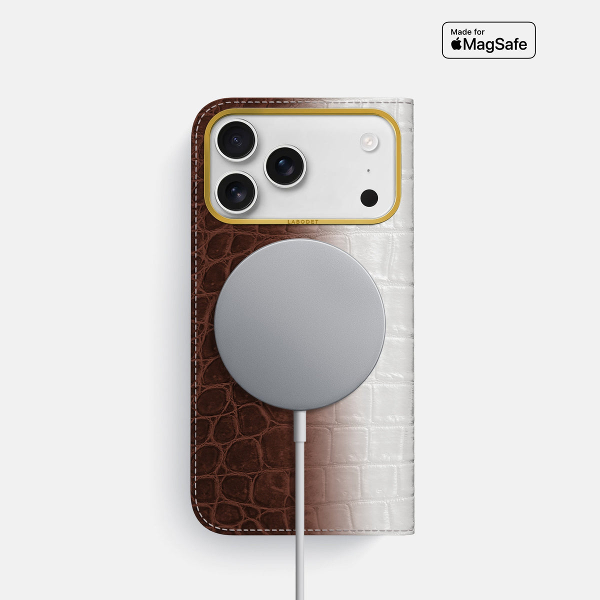 Folio Case For iPhone 18 Pro In Himalayan Crocodile -3 | Dark-Brown-Gold