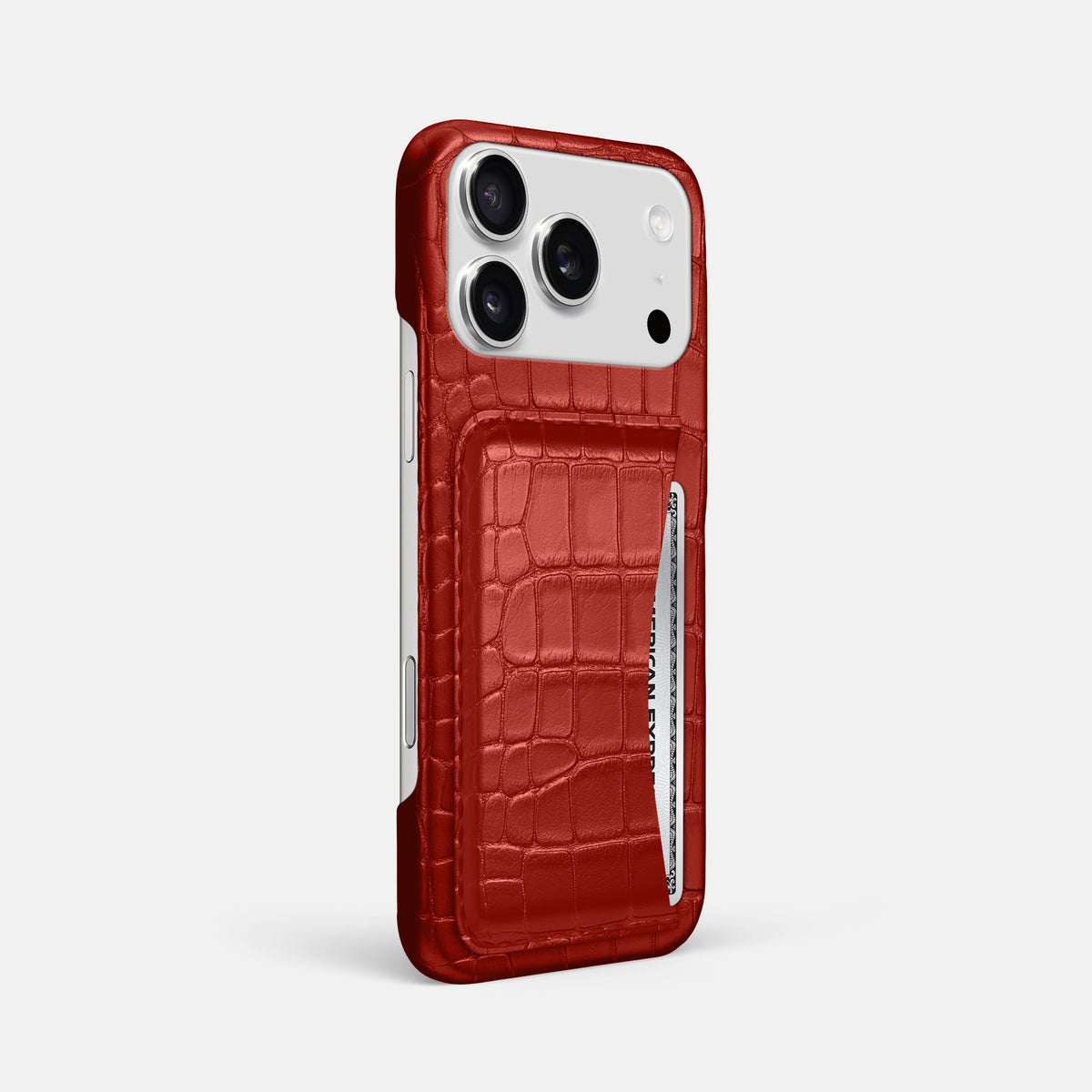 Slim Card Case For iPhone 17 Pro Max In Alligator -2 | Red