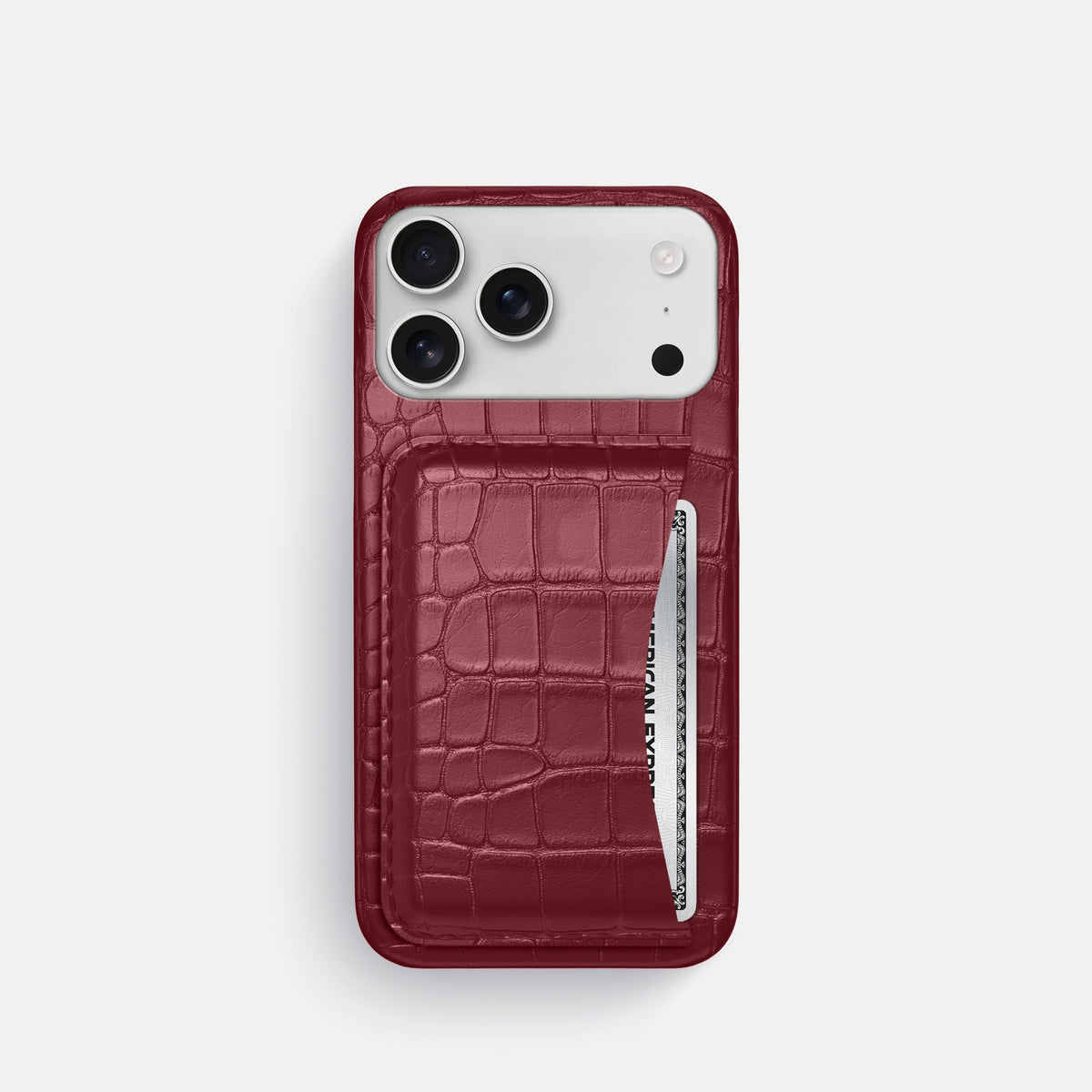Slim Card Case For iPhone 18 Pro In Alligator -1 | Burgundy