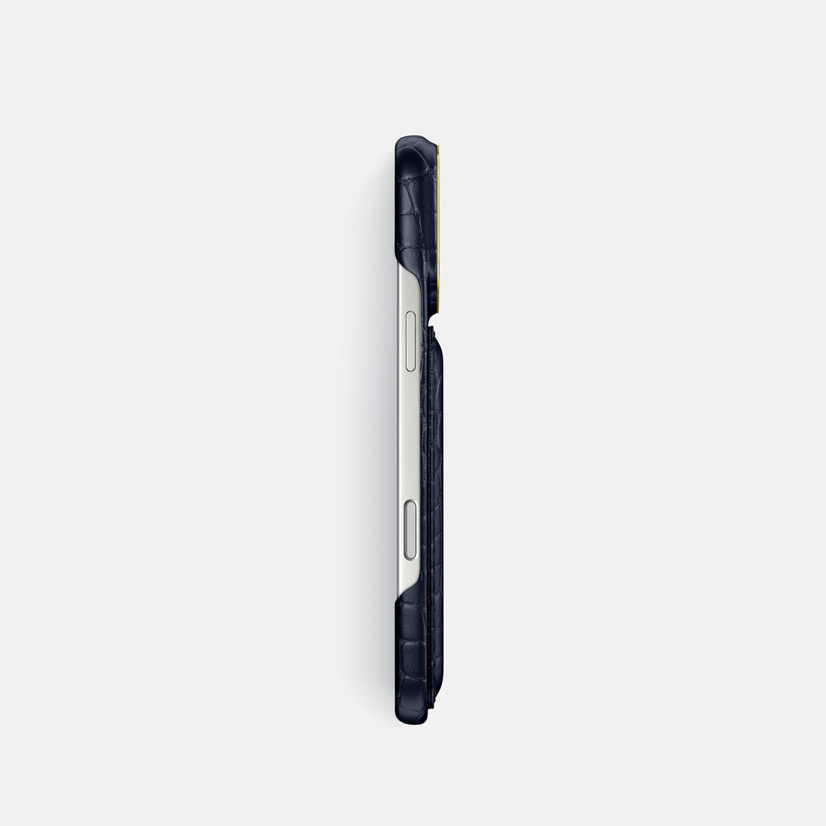 Double Card Case For iPhone 18 Pro In Alligator -3 | Navy-Blue-Gold