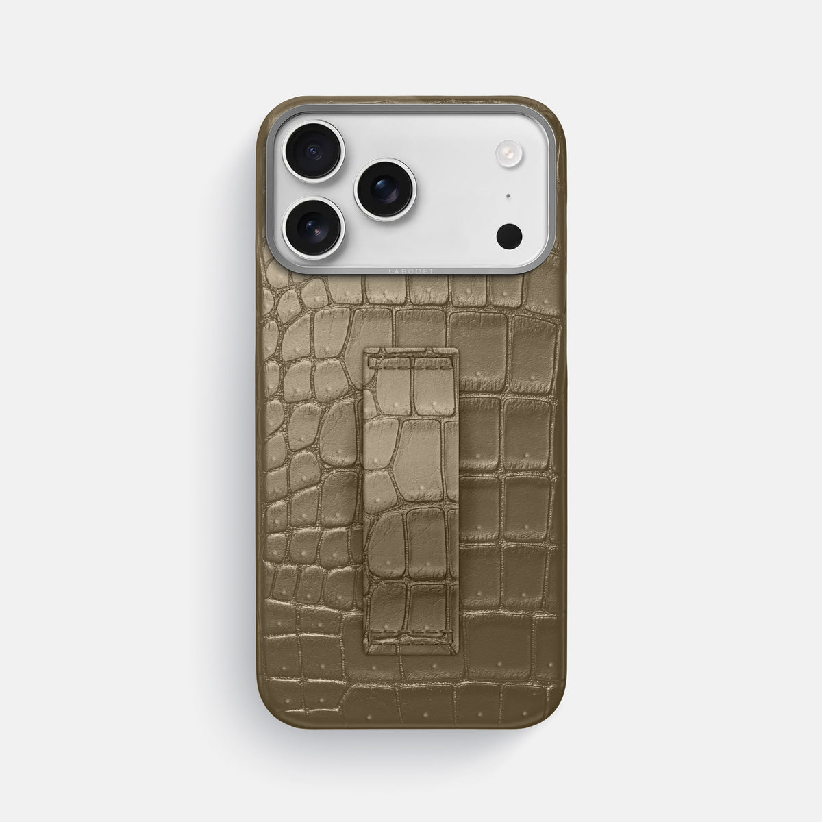 Finger Case For iPhone 17 Pro Max In Porosus Crocodile -1 | Kaki-Green-Steel