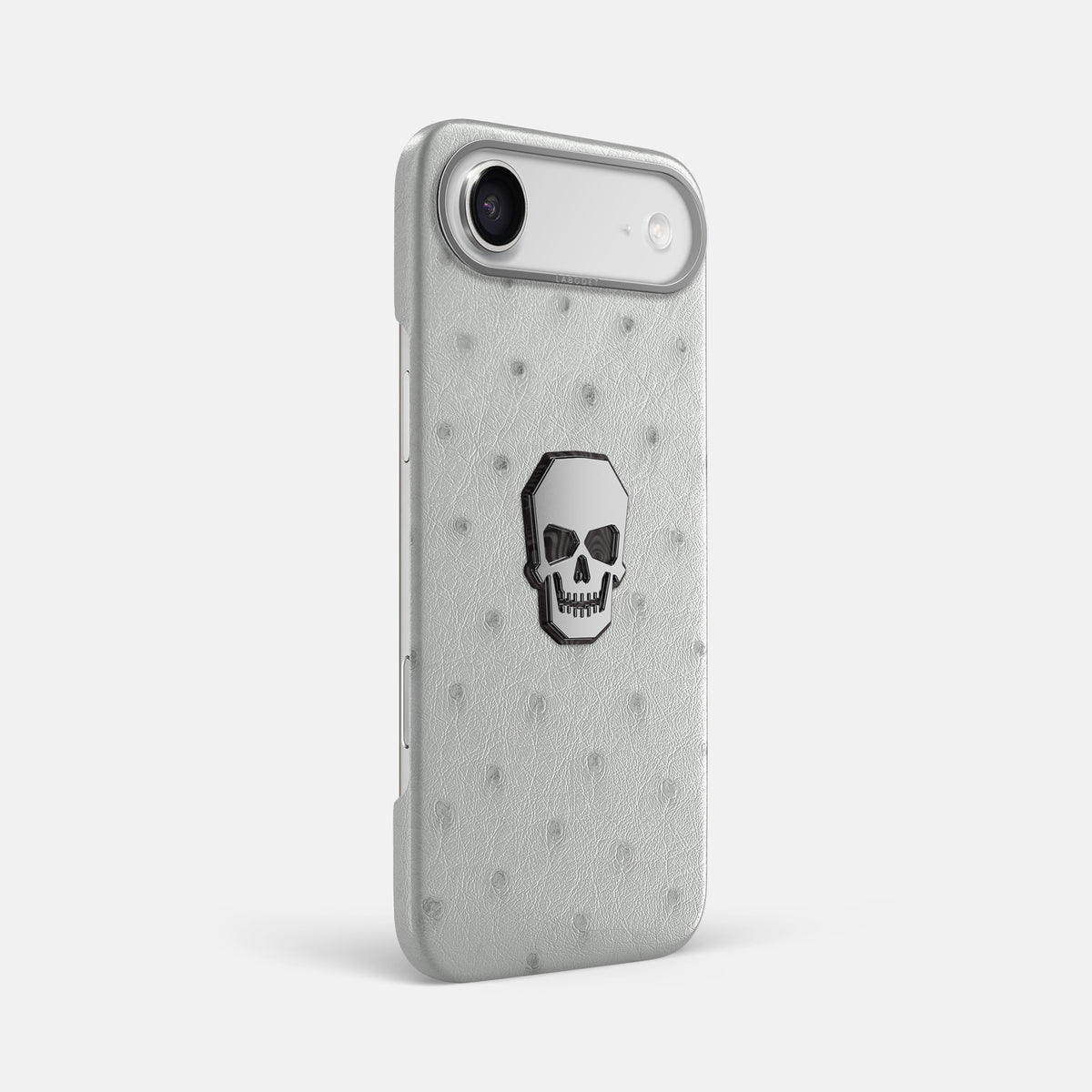 Classic Case With Titanium Skull For iPhone 17 Air In Ostrich -2 | White-Steel