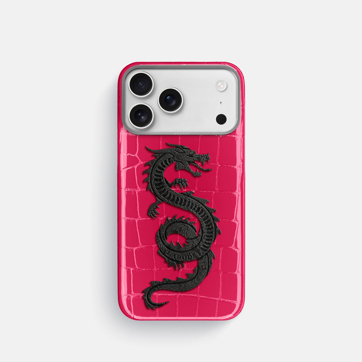 Classic Case With Carbon Dragon For iPhone 18 Pro In Shiny Alligator -1 | Pink-Panther-Steel