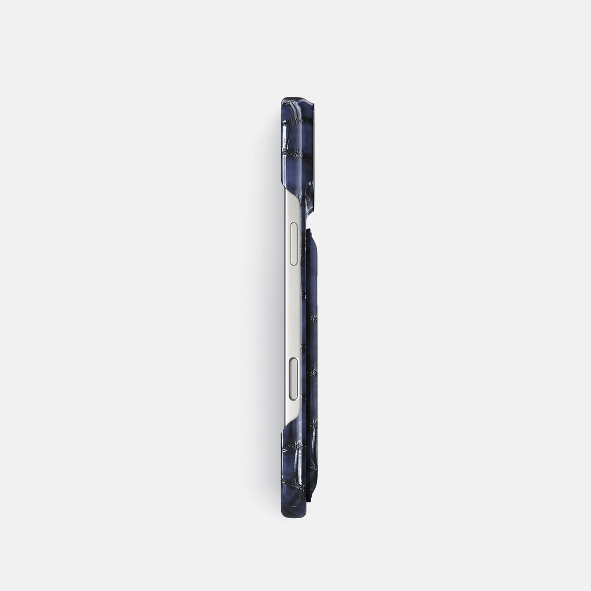 Double Card Case For iPhone 17 Pro In Patina Alligator -3 | Havana-Blue-Black